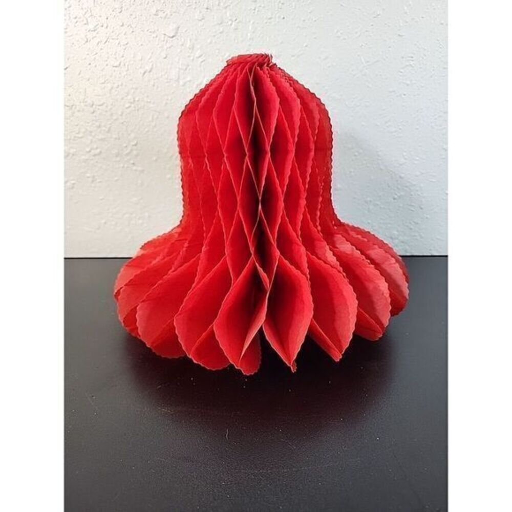Vintage Red Accordion Honeycomb Tissue Paper Christmas‎ Bell  Made In USA